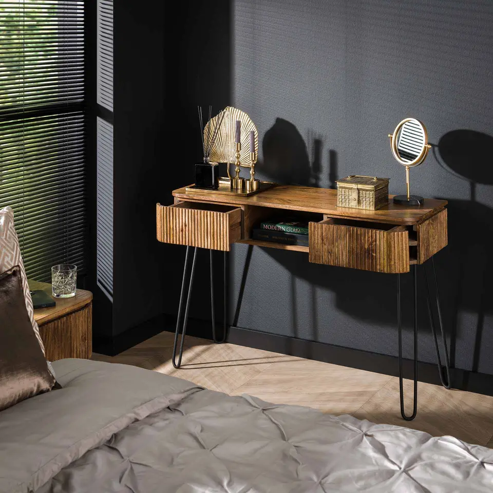 Sidetable Maria mangohout 2 lades - 40x110x77 cm - Mangohout - Bruin