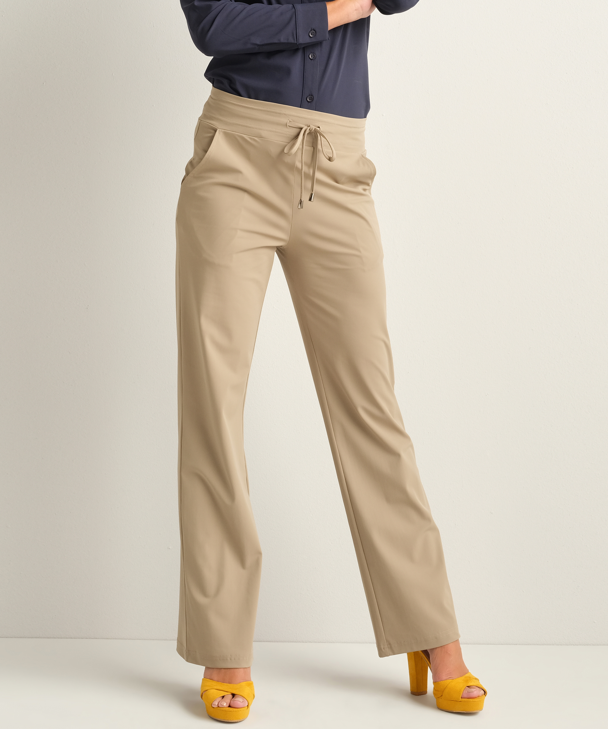 wide fit broek travelstof