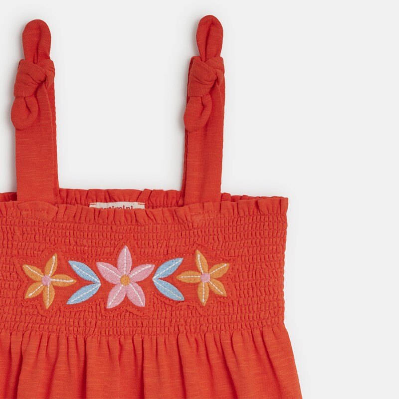 Robe bébé fille rouge avec broderies Catimini Orange
