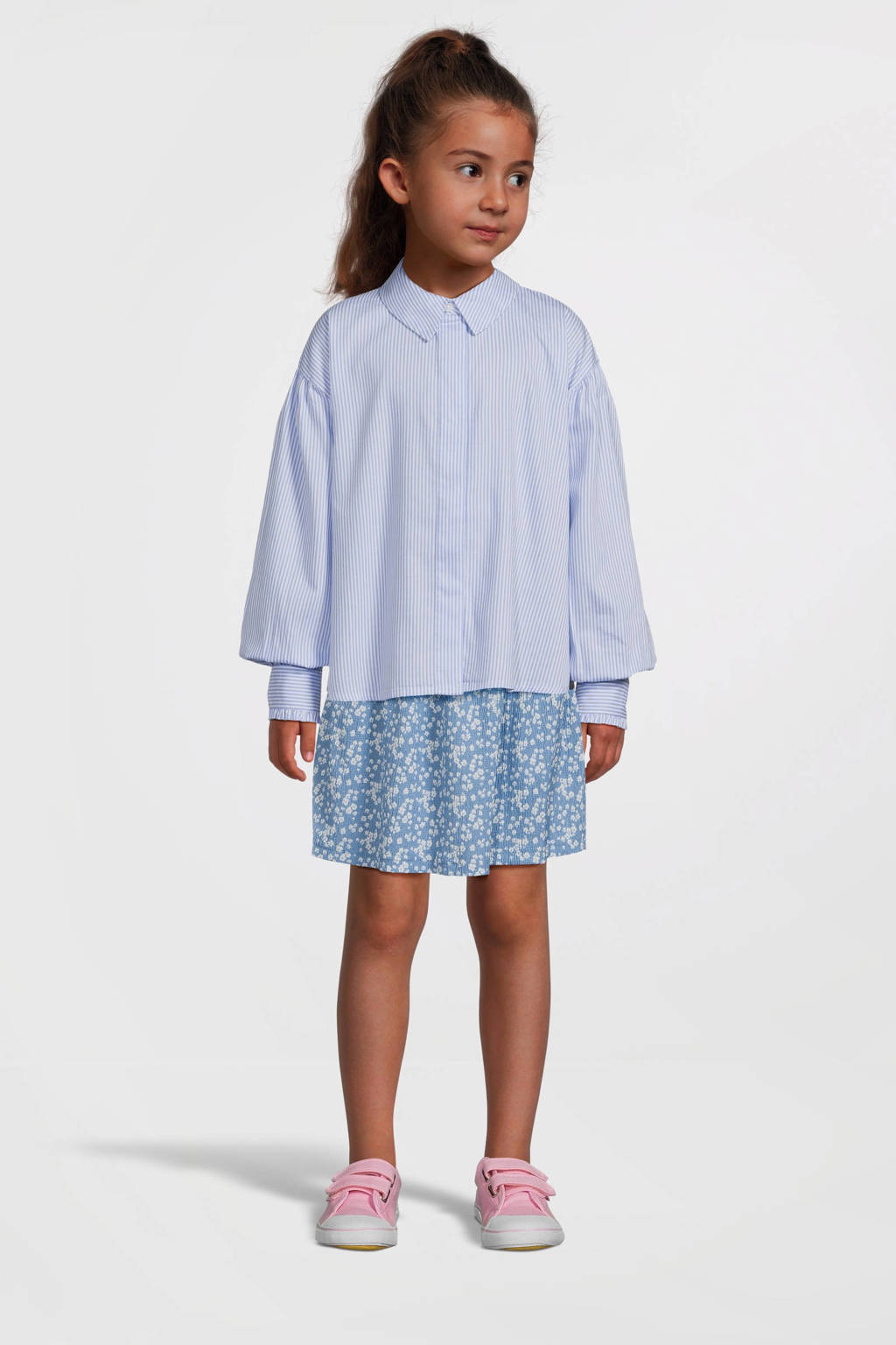 VERO MODA GIRL gestreepte blouse VMPINNY lichtblauw/wit