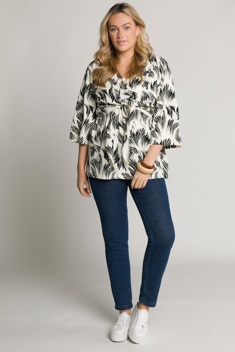 Kimono, bedruckt, V-Ausschnitt, 3/4-Arm