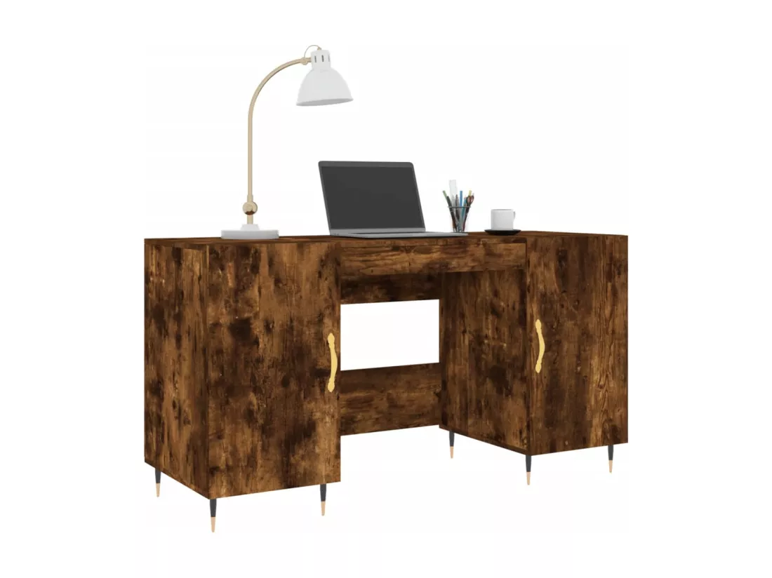 Bureau chêne fumé 140x50x75 cm bois d'ingénierie
