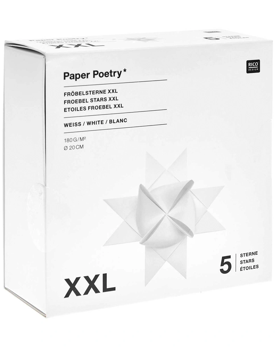 Papierbastelset FRÖBLELSTERNE XXL 20-teilig in weiß