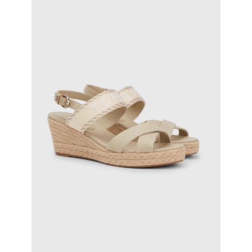 Tommy Hilfiger Logo Mid Wedge Espadrille Sandaler, Sandalwood, 40