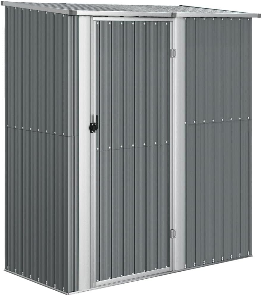vidaXL Geräteschuppen Gerätehaus Gartenhaus Garten Werkzeug Schuppen Lagerschuppen Geräteschrank Grau 180,5x97x209,5cm Verzinkter Stahl