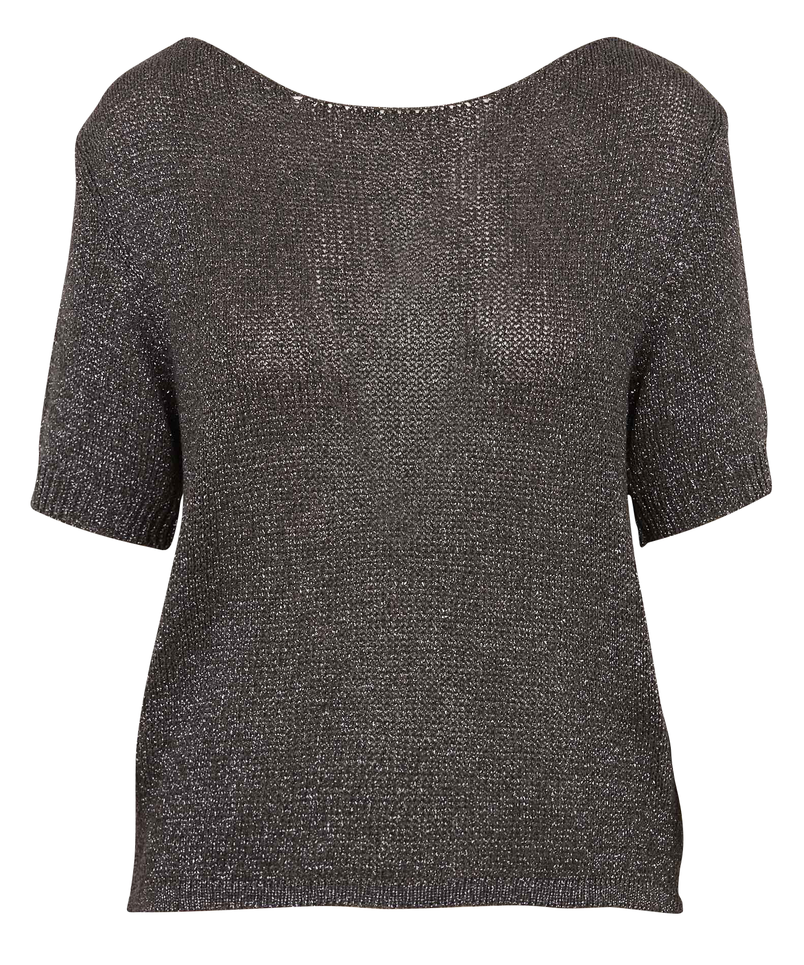 Pull col rond droit en maille | Gris