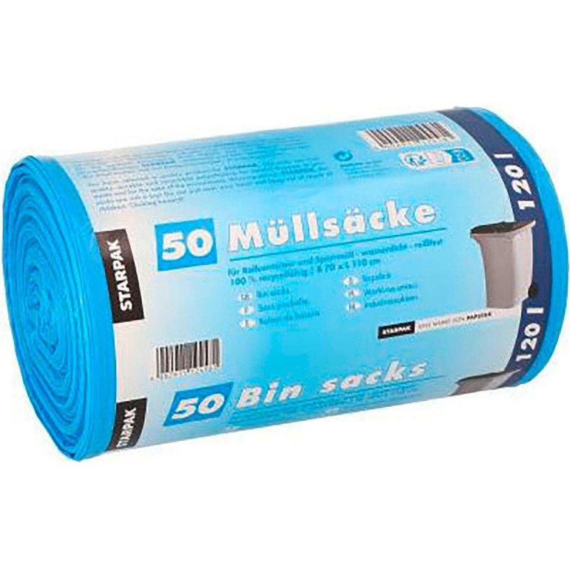 Sac poubelle HDPE, 120 litres, bleu