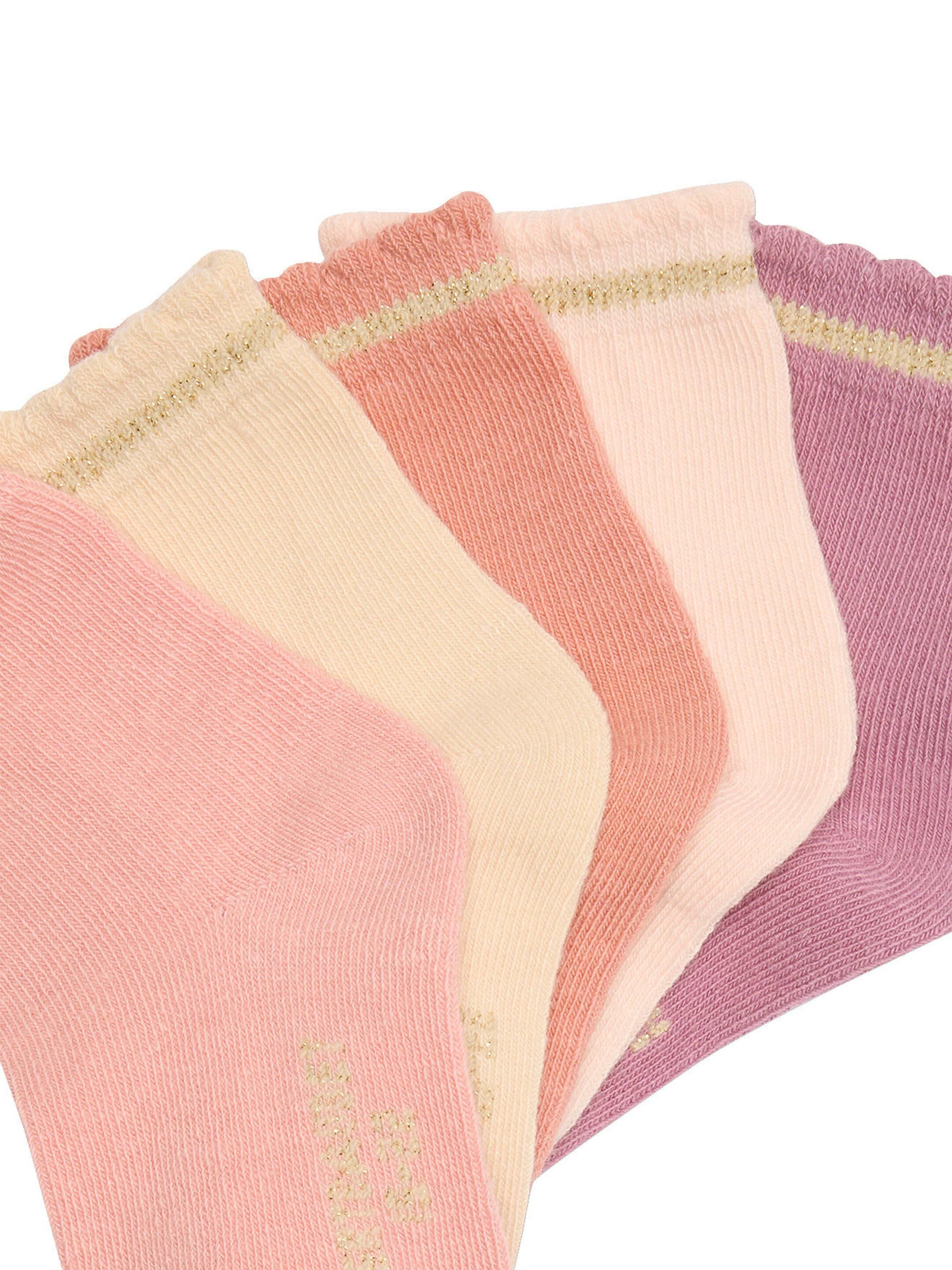 Vertbaudet 5er-Pack Mädchen Baby Glitzersocken BASICS pudrig rosa