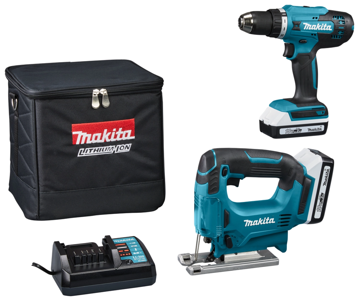 Makita DK18928AX1 18V Li-ion Accu Combiset (G-range) (2x2,0 Ah accu's) in tas