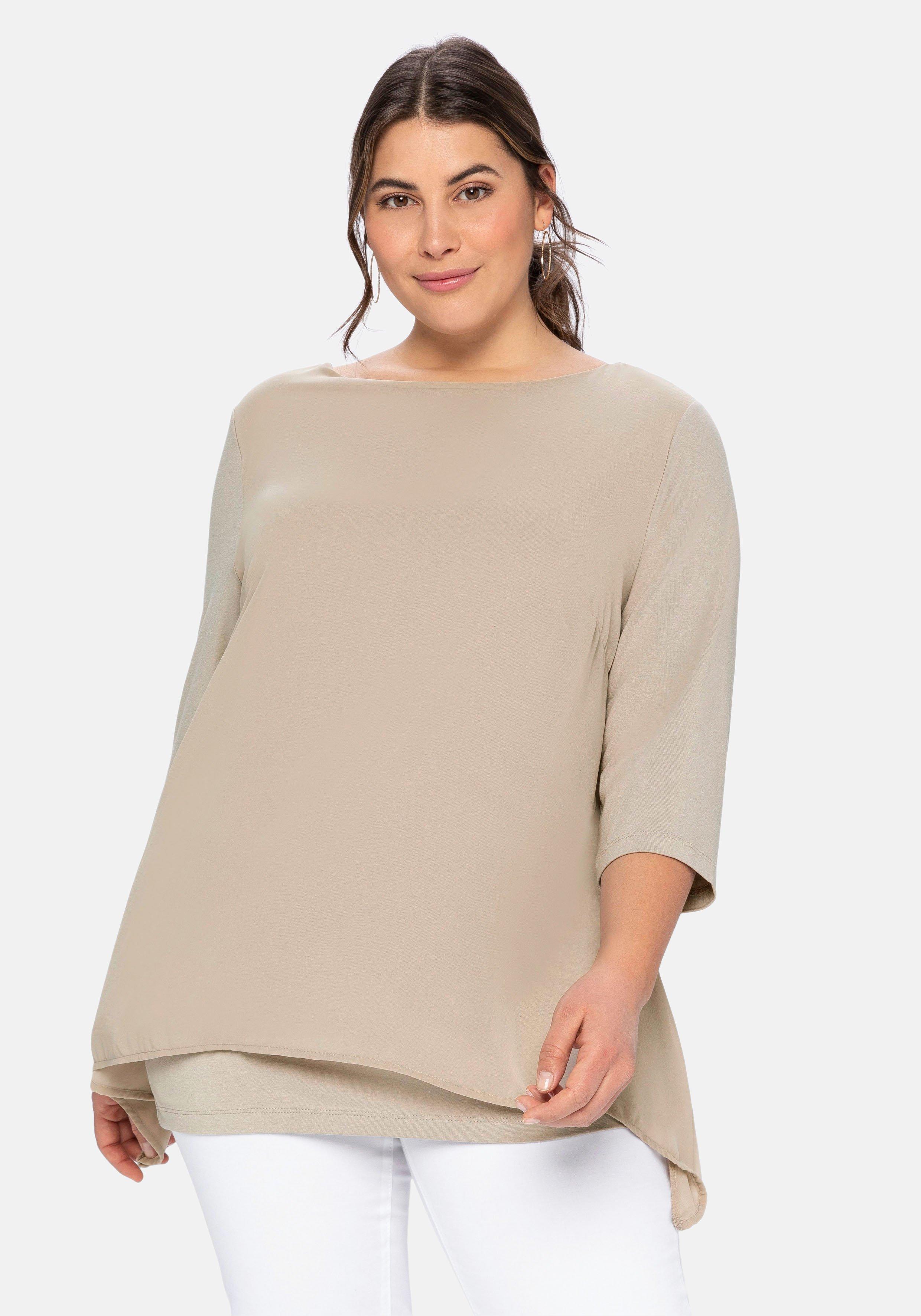 Blusenshirt in leichter A-Linie mit Zipfelsaum