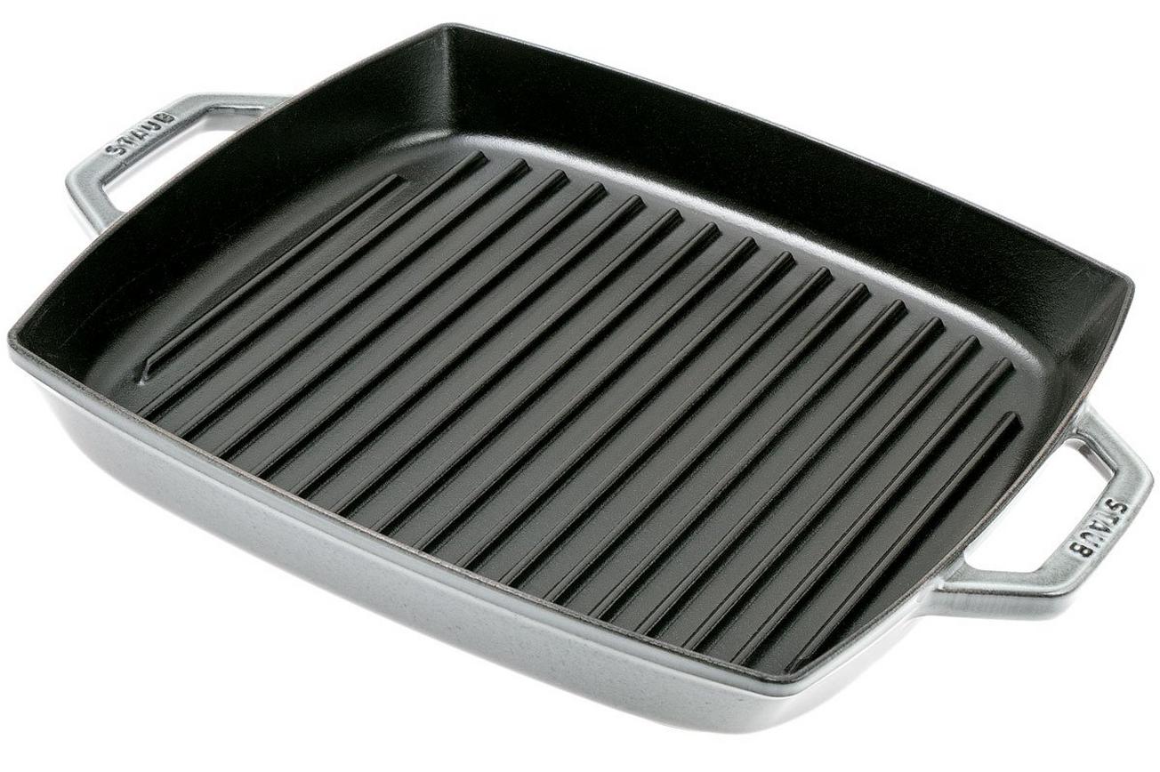 Staub grillpan 33cm vierkant, grijs