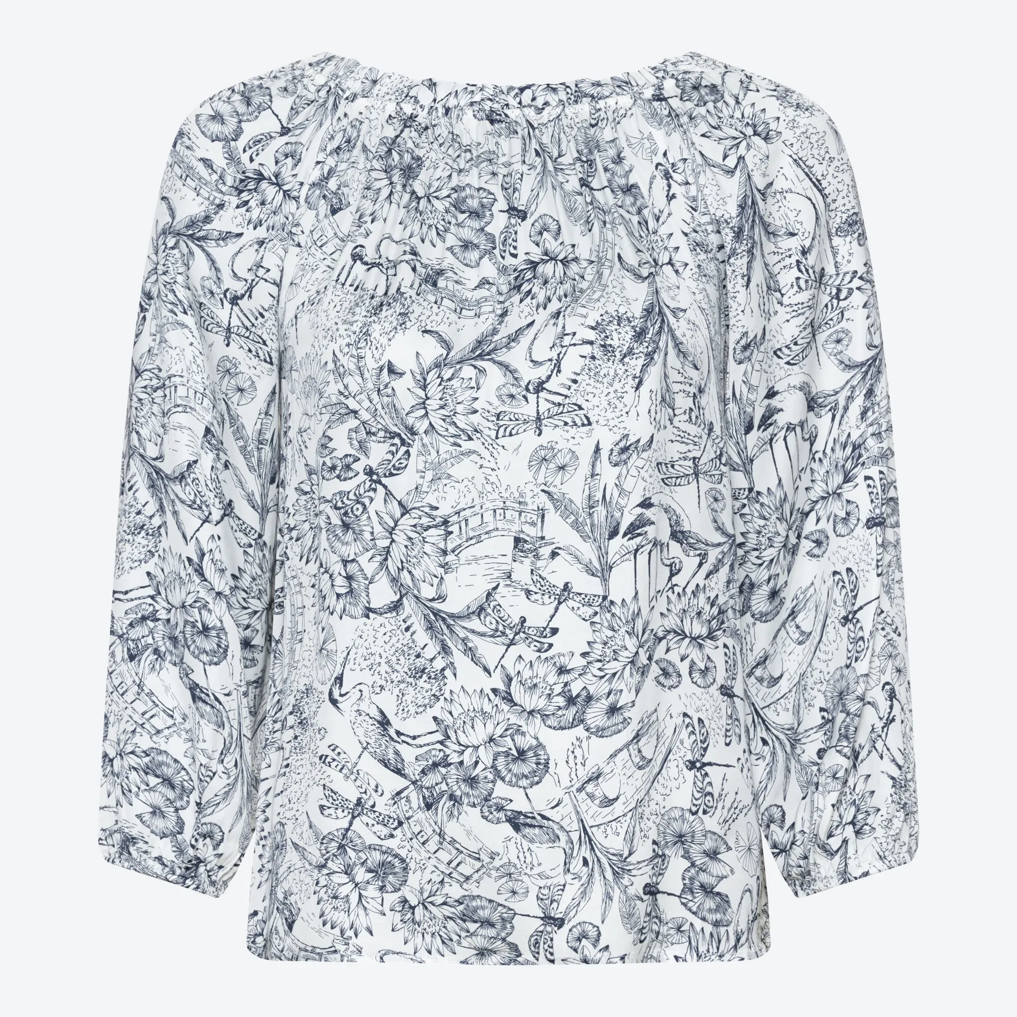 Damen-Bluse mit elastischem Ausschnitt