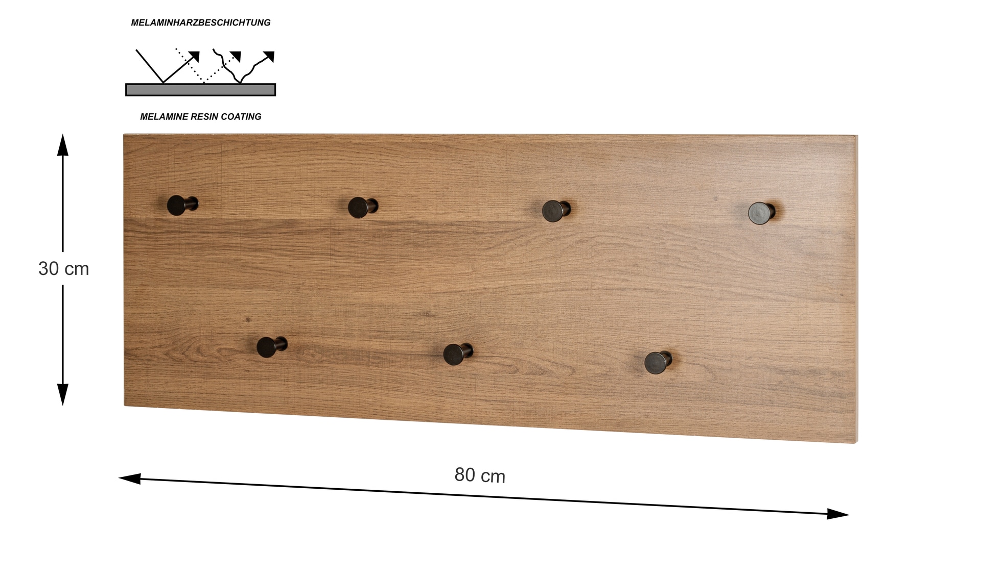 Wandgarderobe 80 x 30 cm braun/schwarz