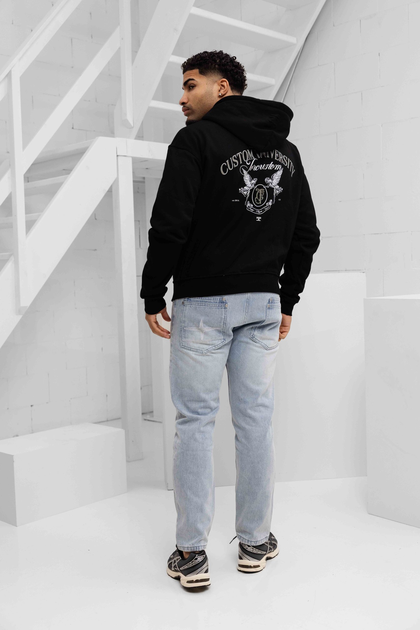 Jorcustom Fleece Custom University Zipped Hoodie Heren Zwart