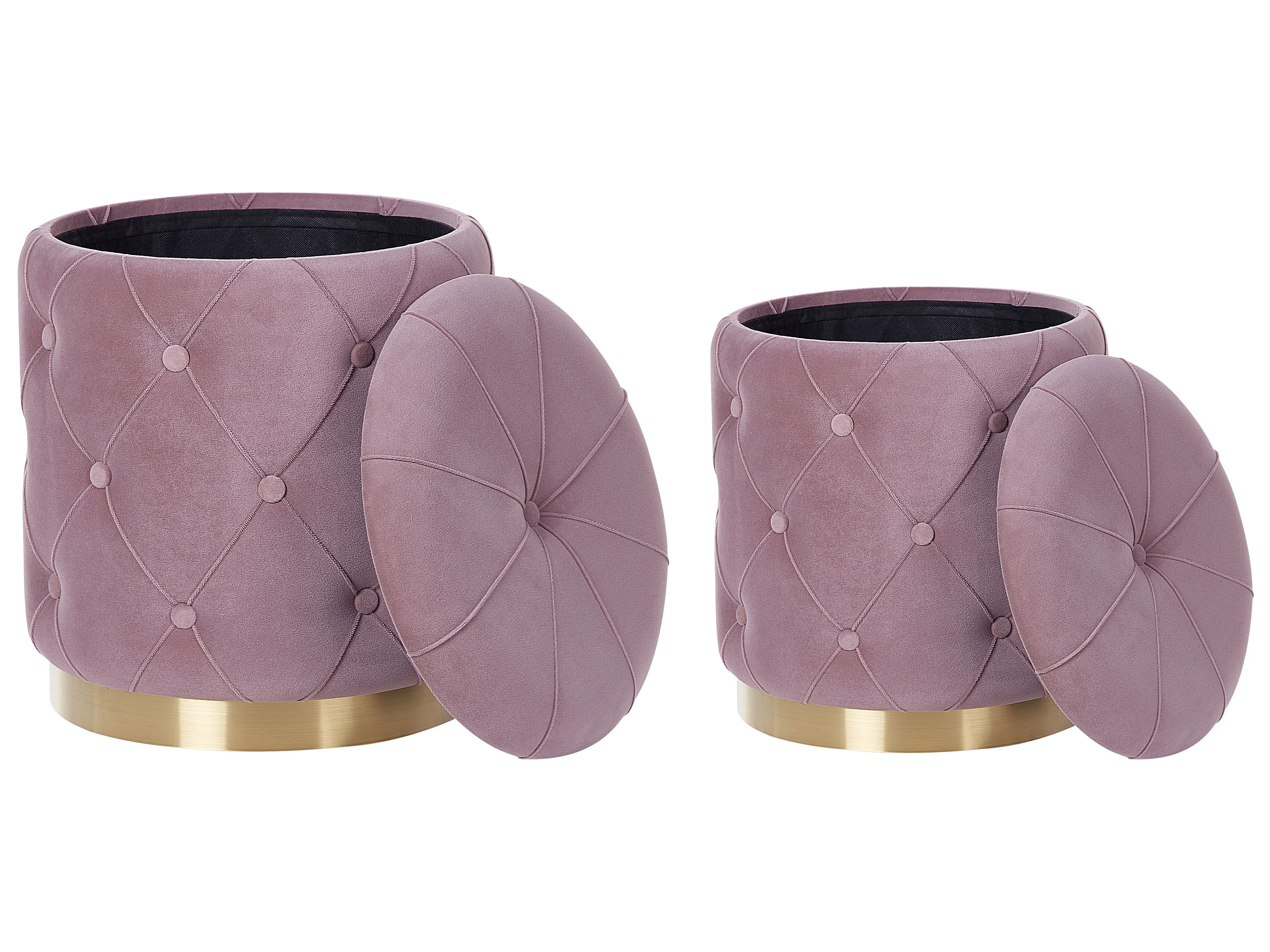 Set van 2 opbergpoefs PUEBLO Fluweel Roze