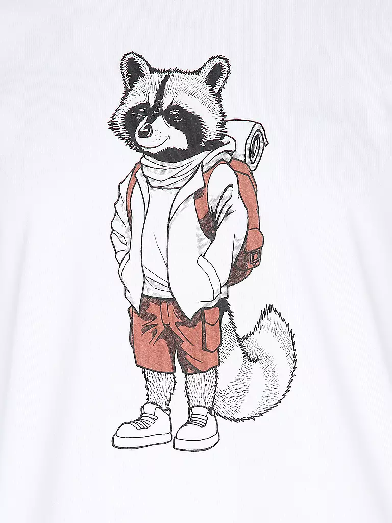 GREENBOMB T-Shirt GUIDE ANIMAL RACCOON HIKE weiss