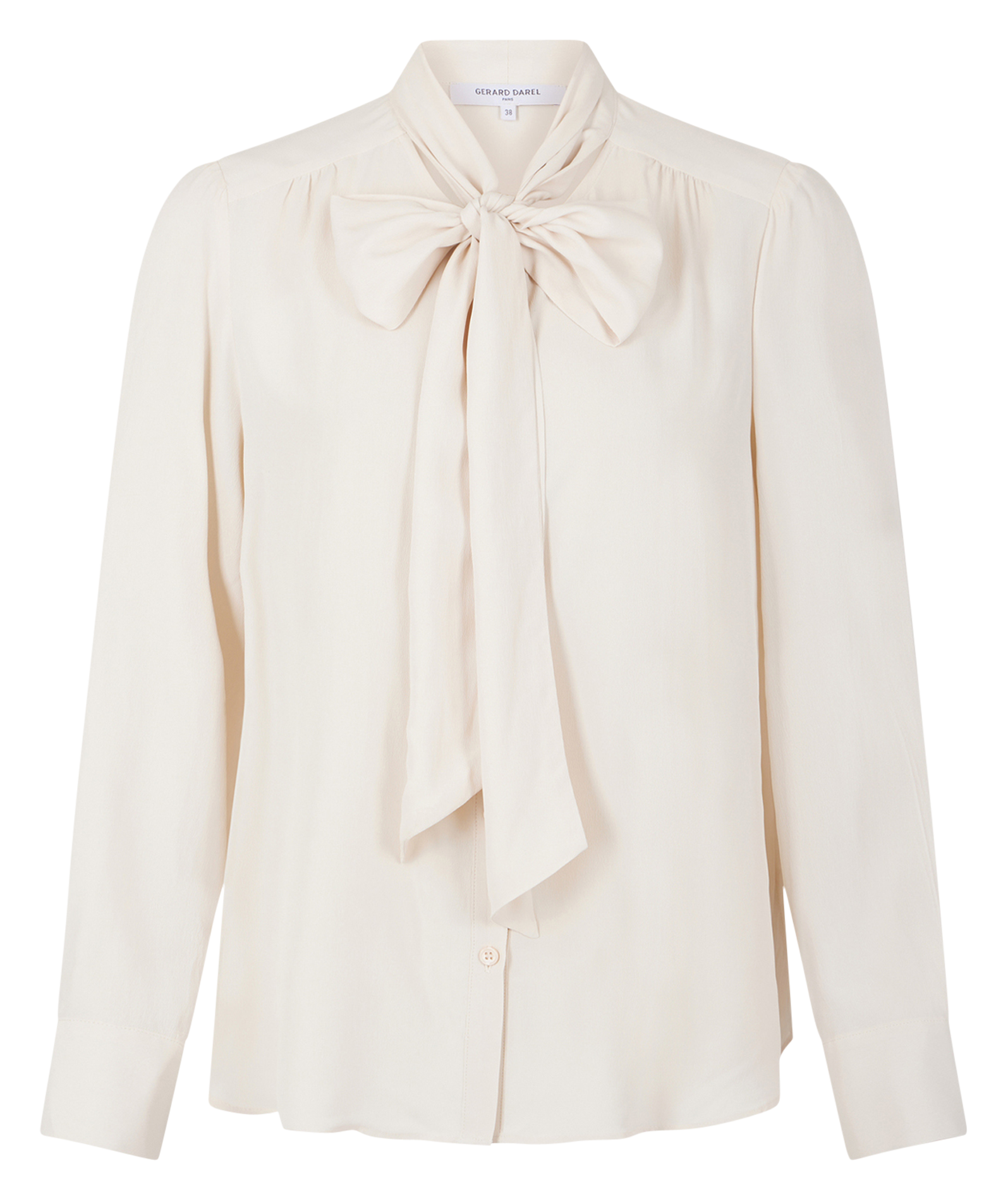 BELPHINE - Chemise col lavallière droite satinée | Beige