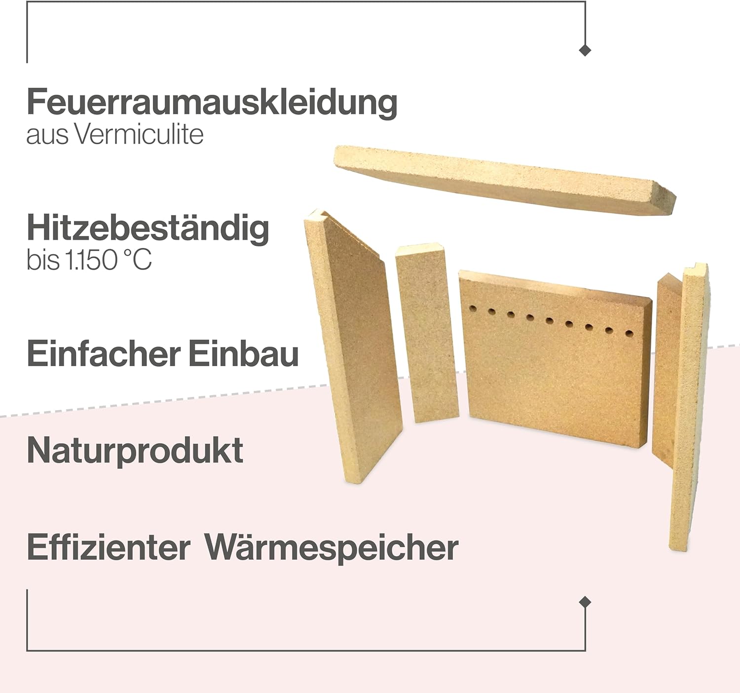 Feuerraumauskleidung - Passend für Fireplace Agra** & weitere Kaminöfen Modelle inkl. Modellübersicht - für Verschiedene Kamin & Ofenmodelle - Kaminofenauskleidung aus Vermiculite - passgenau &