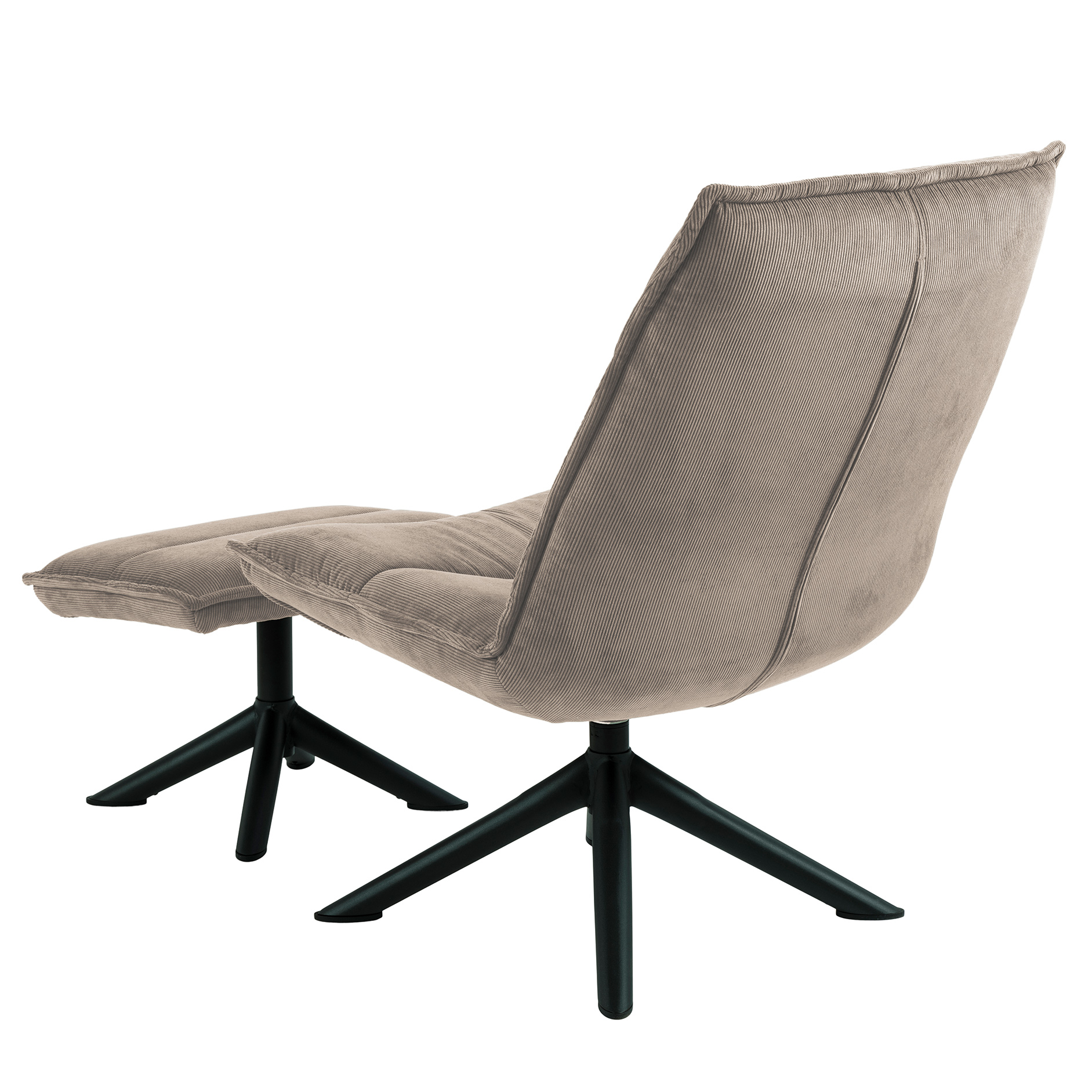 Loungestuhl BLIZZARD - grau - matt schwarz - mit Hocker