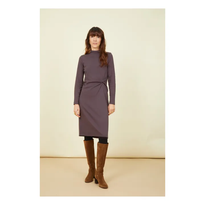 SMALLABLE BASICS Robe Longue Nouée Femme Coton Organique | Gris anthracite