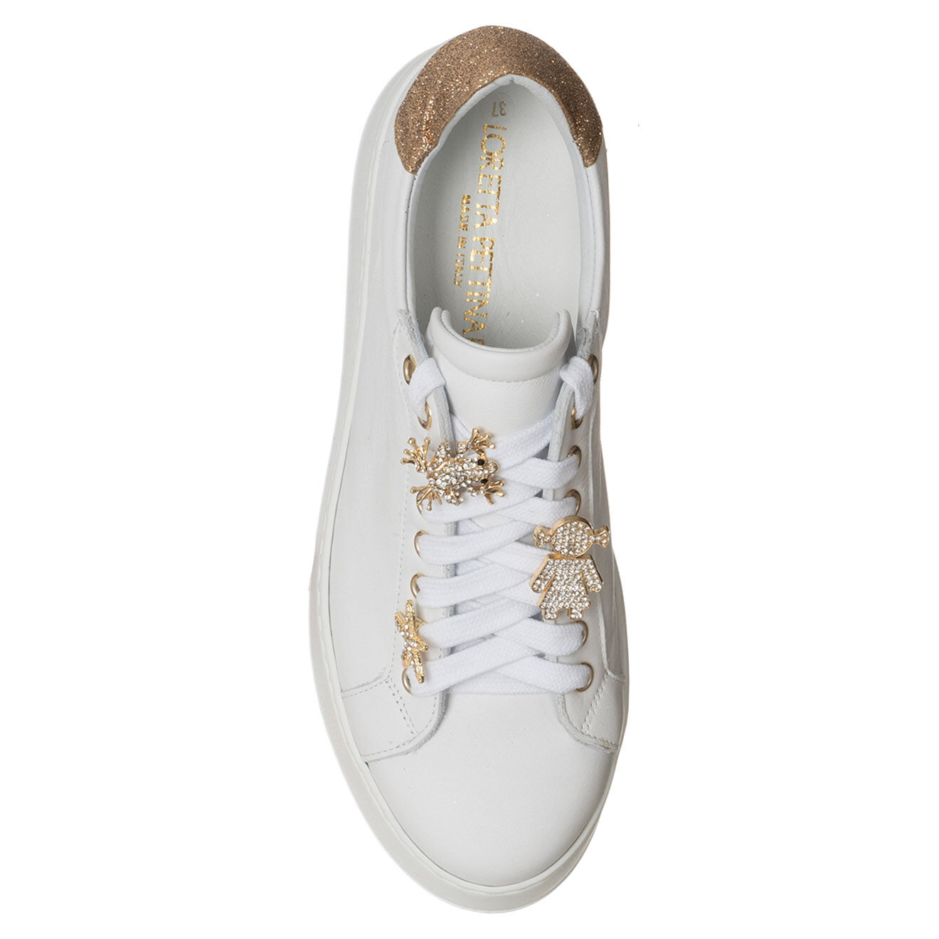 Loretta Pettinari Sneakers en Cuir Ilona blanc/doré