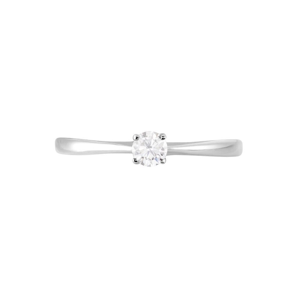 Bague Solitaire Or Blanc Fiona Diamant Synthétique