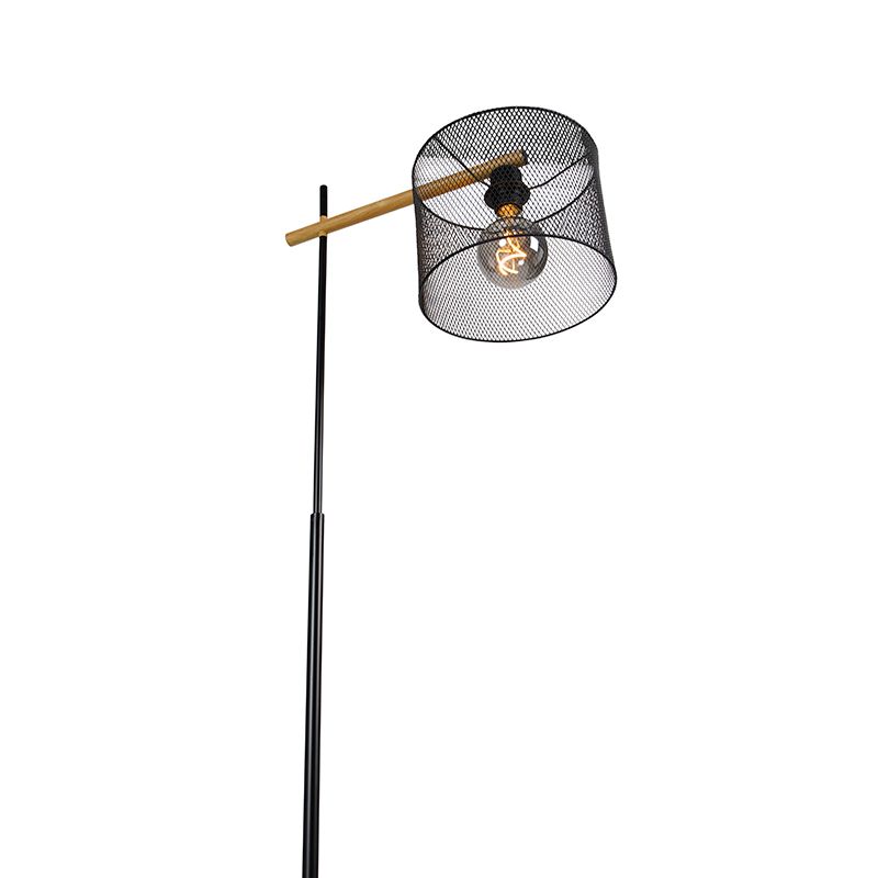 Industriële vloerlamp zwart - Drum Mesh