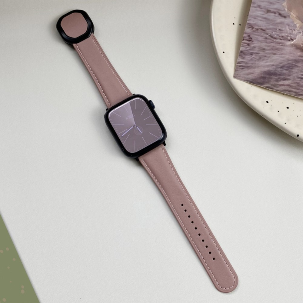Apple Watch (49/46/45/44 mm) Echtleder Armband mit Magnet-Verschluss (Gelenkumfang: 170-220mm) - Rosa / Braun