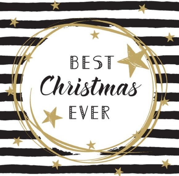 Paper + Design servet Best Xmas zwart / wit 33 x 33 cm 20 stuks