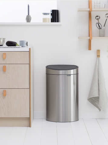 Touch Bin New afvalemmer, 40 liter, kunststof binnenemmer - Matt Steel
