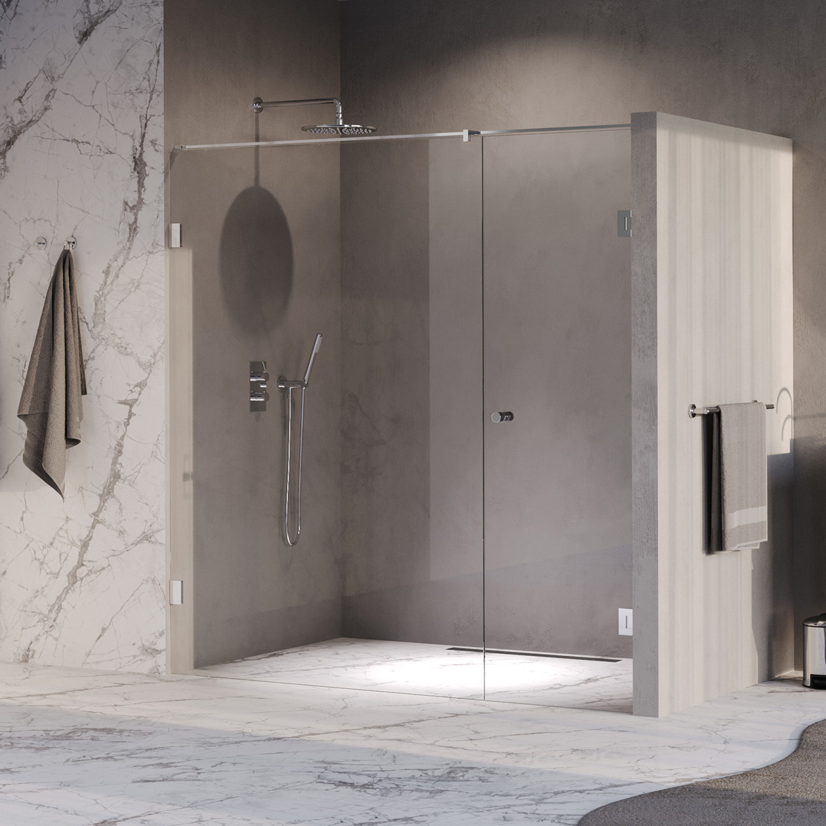 Brauer Void Carving profielloze nisdeur 190cm met draaideur 70cm aan muur chroom