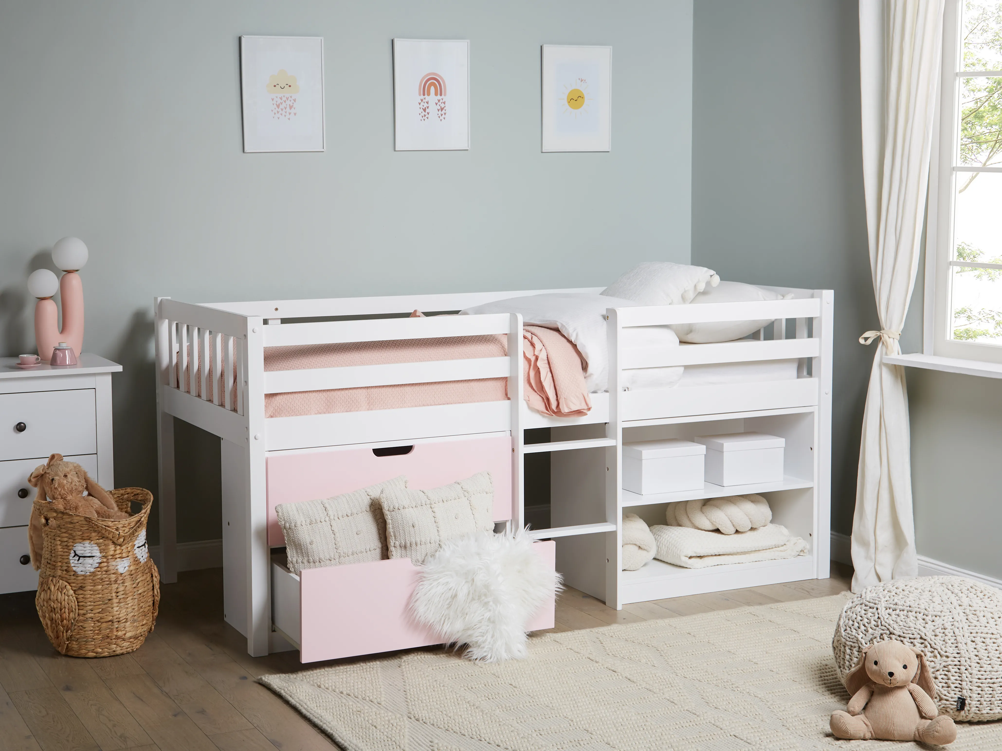 Verhoogd bed Hout SUSVILLE 90 x 200 cm Roze