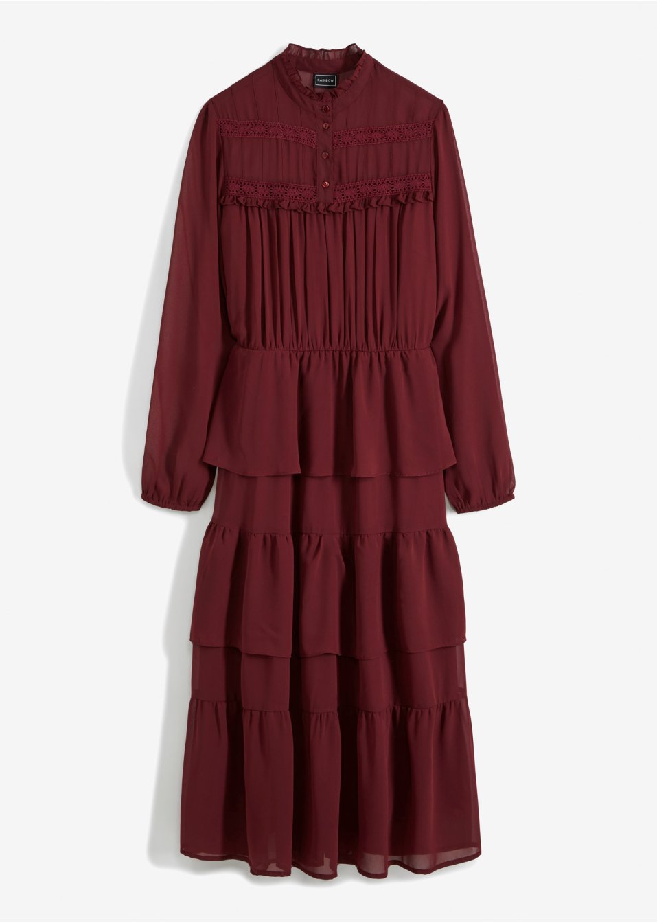 Robe longue en chiffon à volants