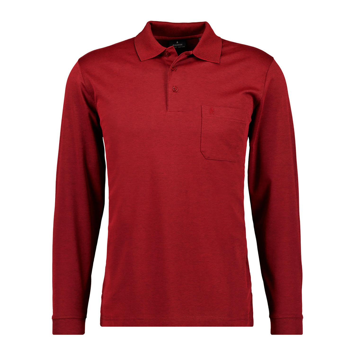 Ragman Herren-Poloshirt langarm uni