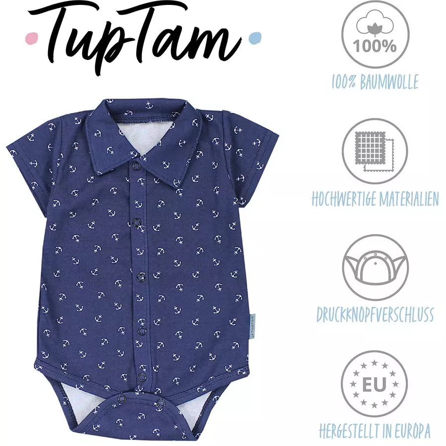 TupTam Baby Jungen Langarm Kurzarm Body mit Kragen beige Modell 1