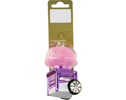 Kerstdecoratiehanger, suikerspinkar, glas, roze
