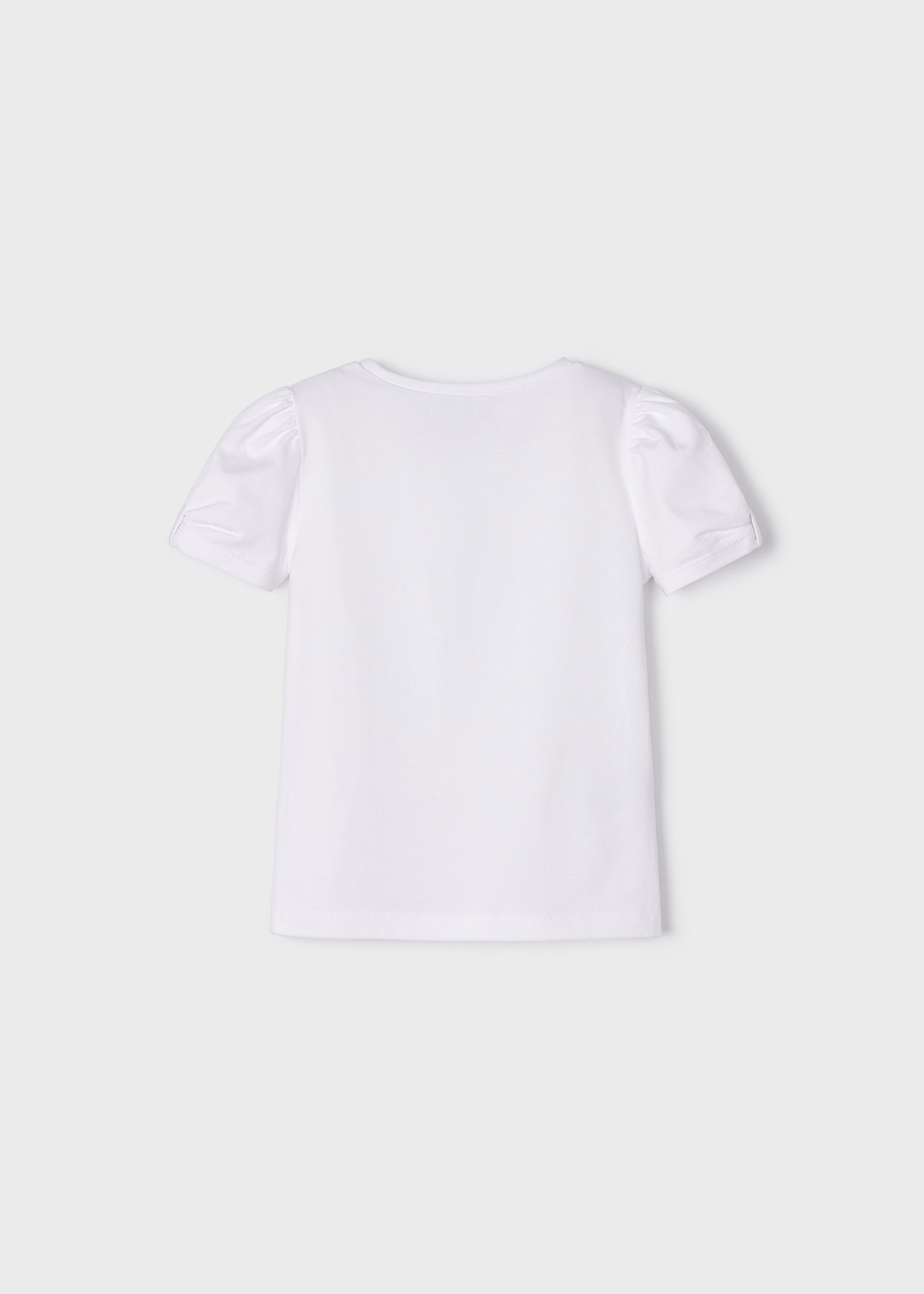 Camiseta feminina de algodão com lantejoulas e mangas curtas