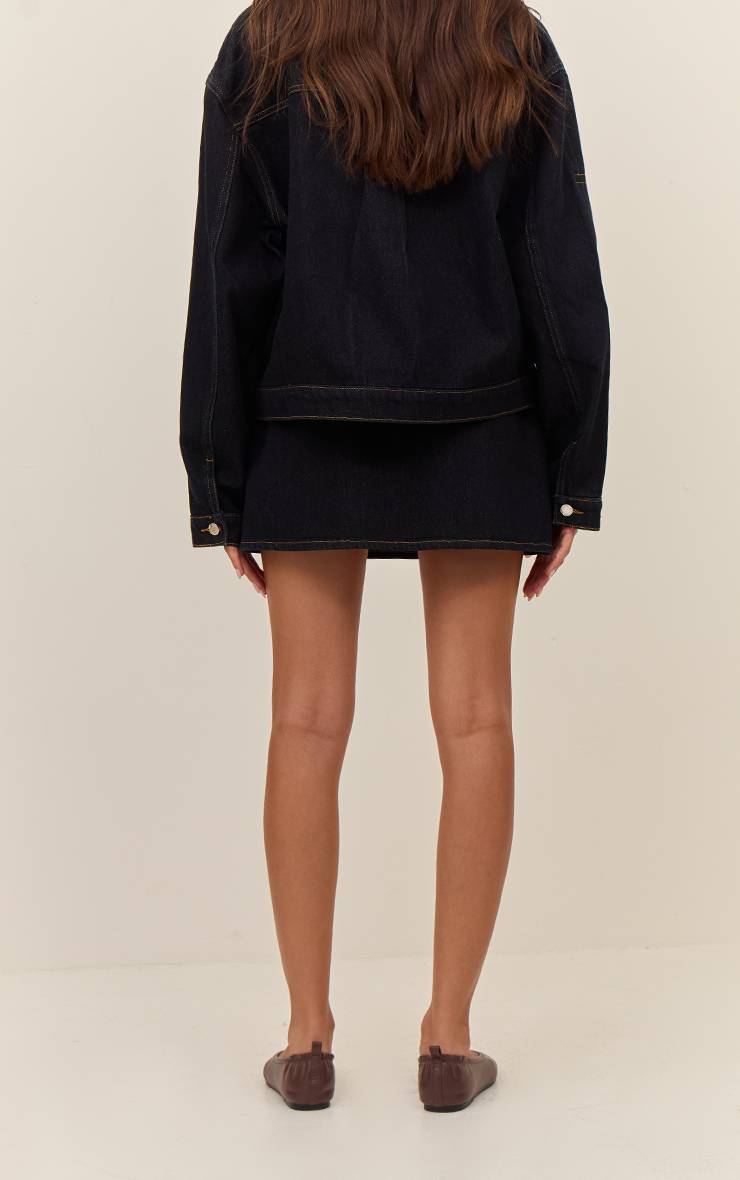 Raw Indigo Wash Mini-jupe En Denim À Détail Plissé