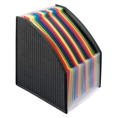 Veloflex Stehsammler Fächerbox A4, schwarz mit 23 bunten Fächern