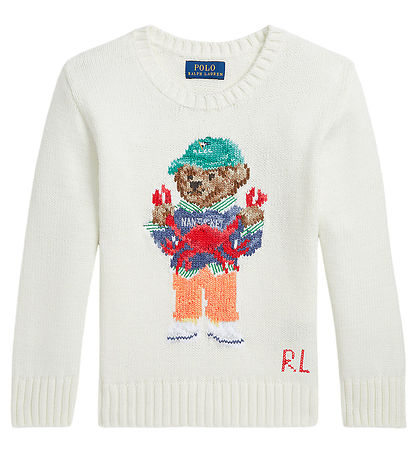 Polo Ralph Lauren Bluse - Strick - Weiß m. Kuscheltier