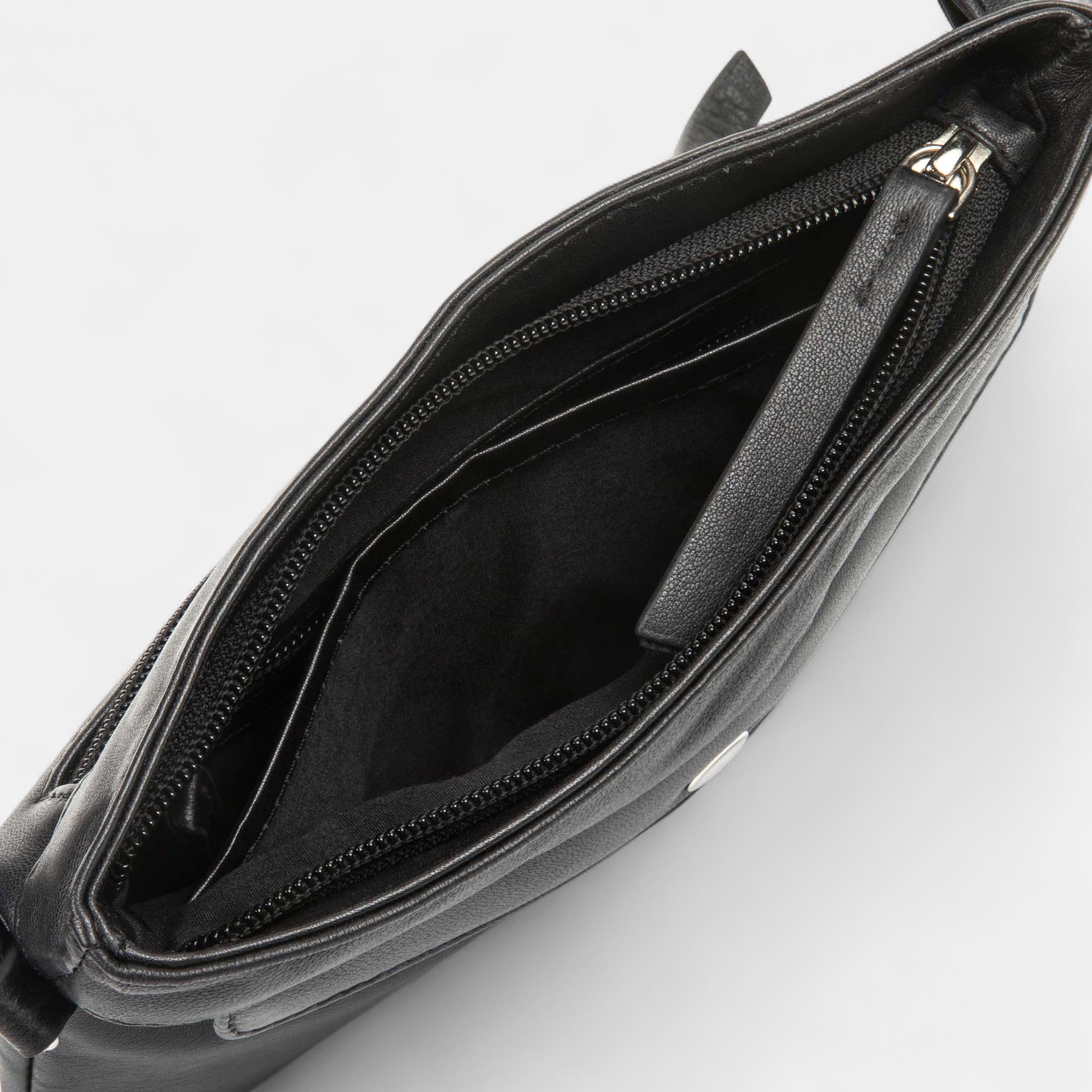 Sac bandoulière en cuir noir