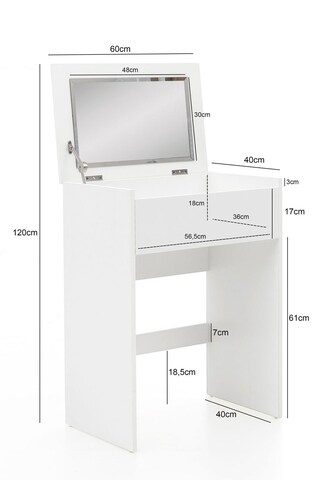 Schminktisch mit Hocker und Spiegel 60 x 81 cm weiß