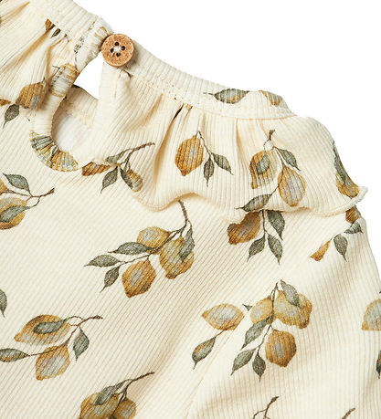 Lil' Atelier Bluse - Rib - NmfGavo - Turteltaube/Lemon