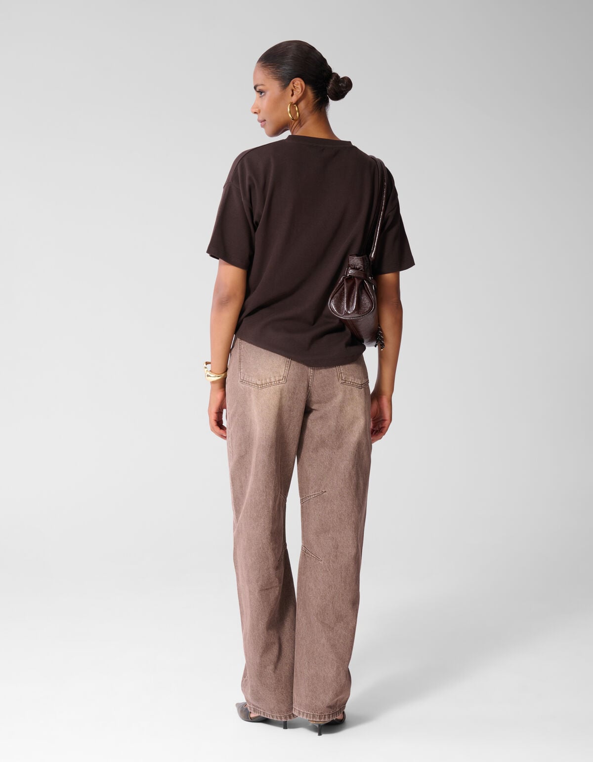 Oversized Basis T-shirt Donkerbruin