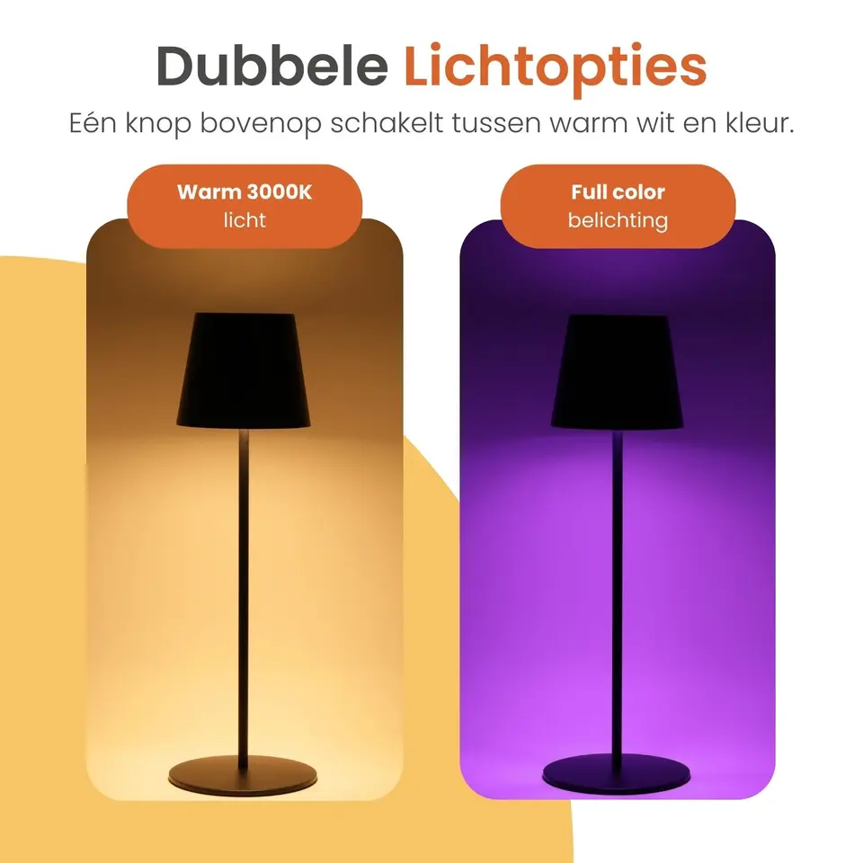 Goliving Chroma Tafellamp Oplaadbaar – Draadloos en Dimbaar – Touch – Nachtlamp