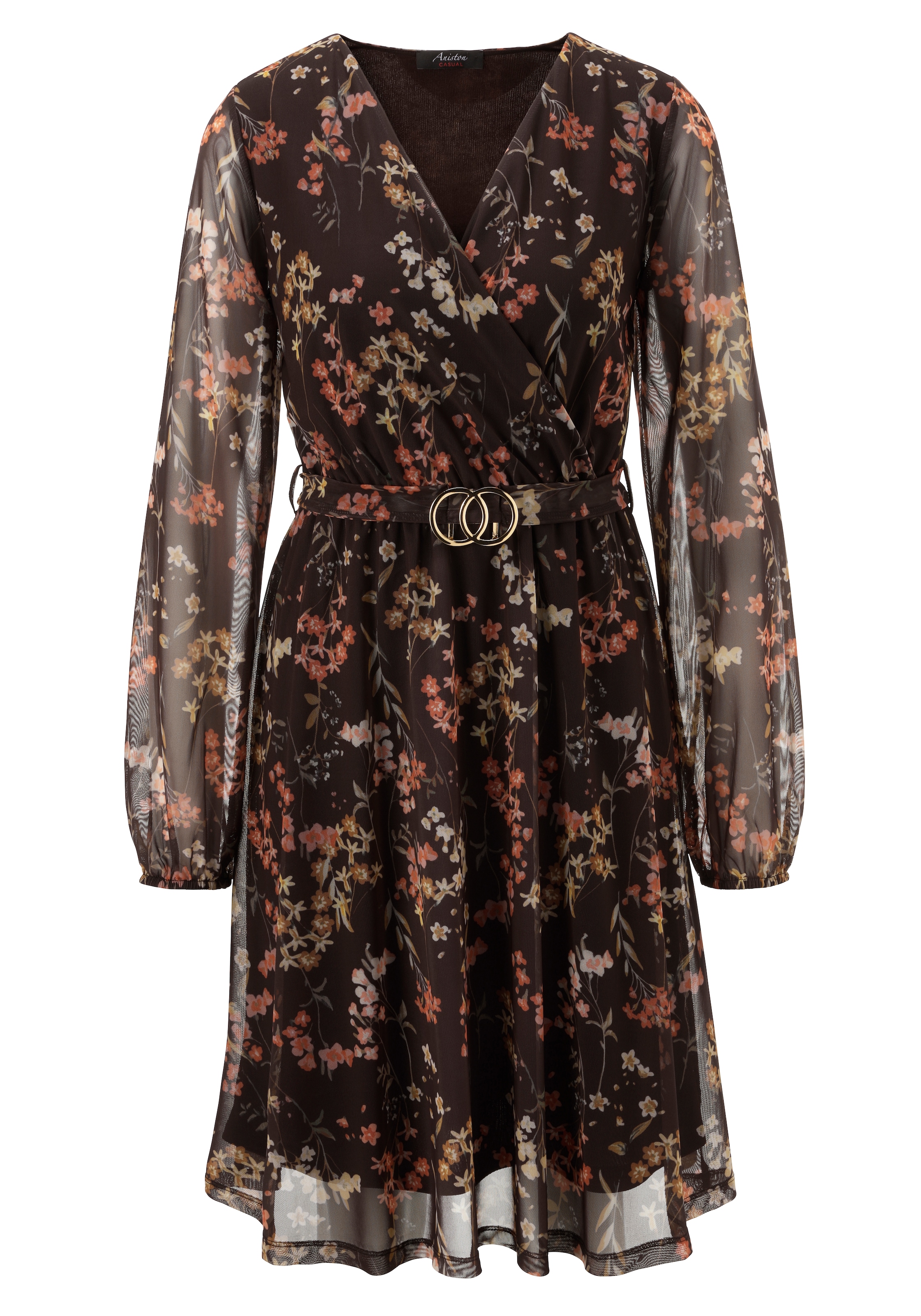 Aniston CASUAL Blusenkleid mit dekorativer Brosche am fixiertem Bindeband - NEUE KOLLEKTION