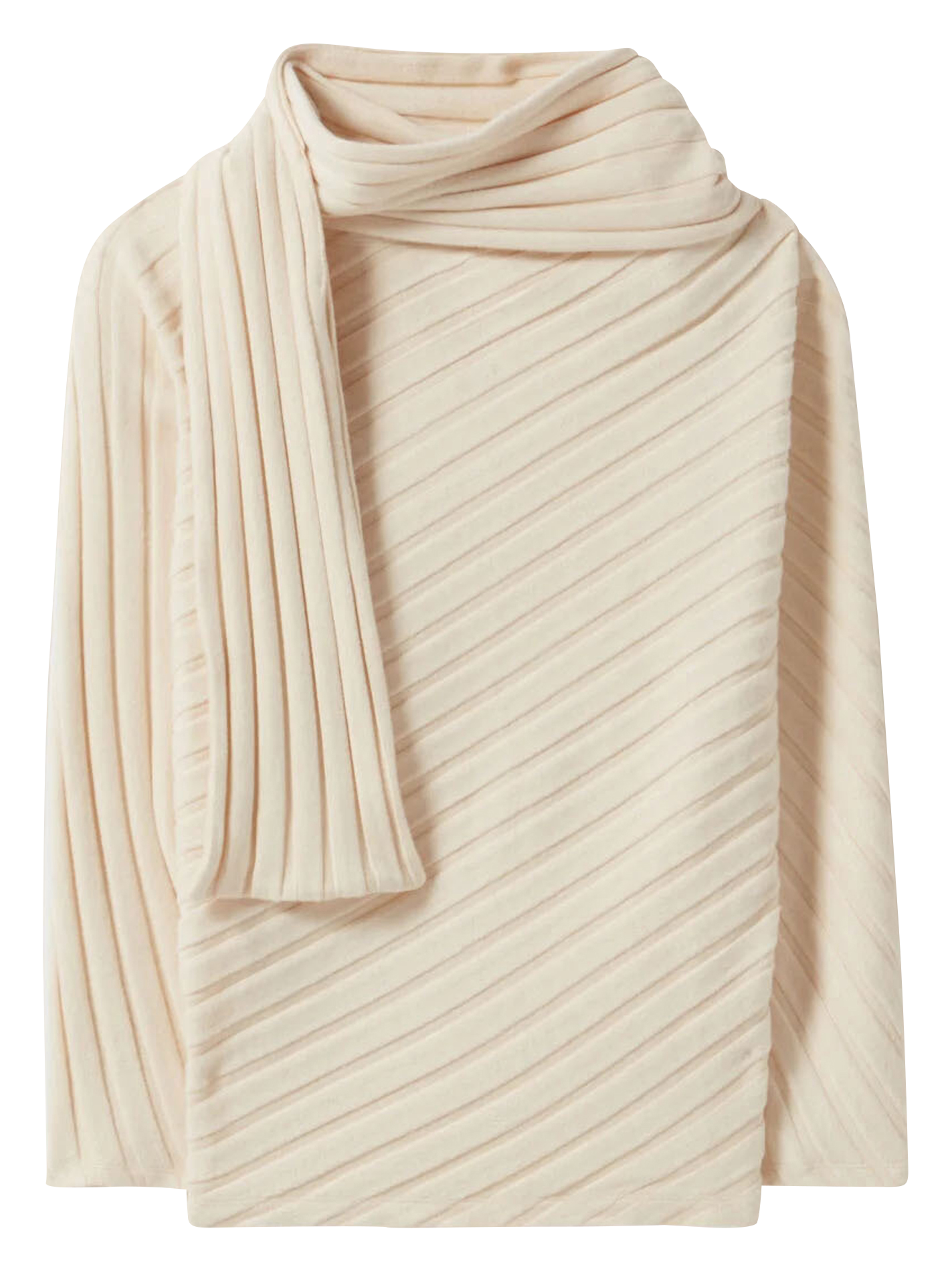 Pull à écharpe intégrée amovible | Blanc