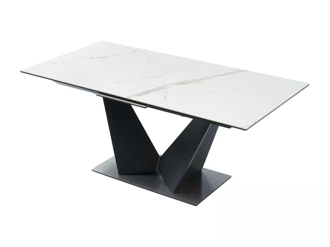 Table à manger extensible 6 à 8 personnes en céramique et métal - Effet marbre blanc et noir - OLETIA de Pascal MORABITO
