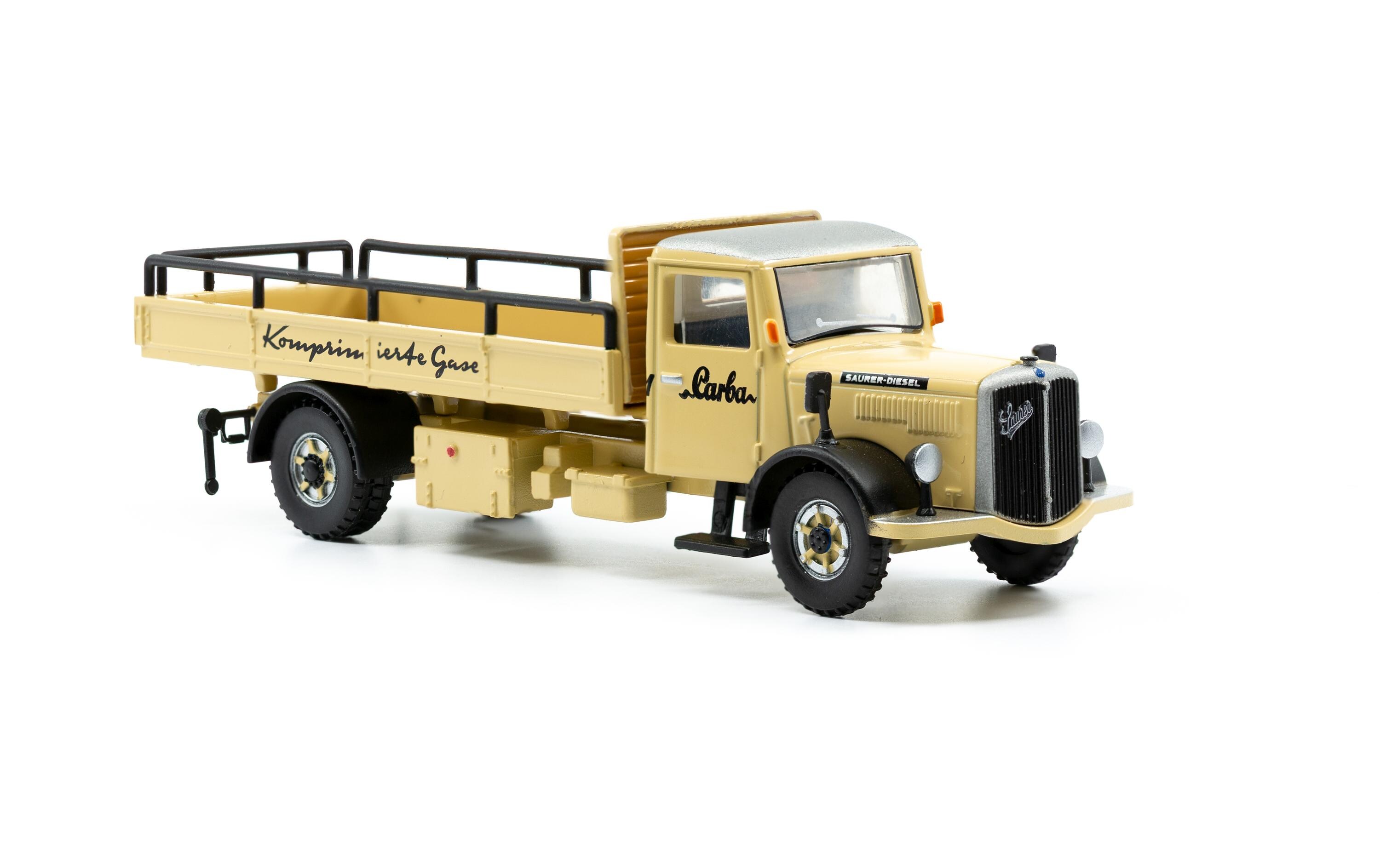 LKW Saurer S4C Pritsche Carba 1956 1:87H0 Lastwagen Sammlermodell mit eckigen Fenstern