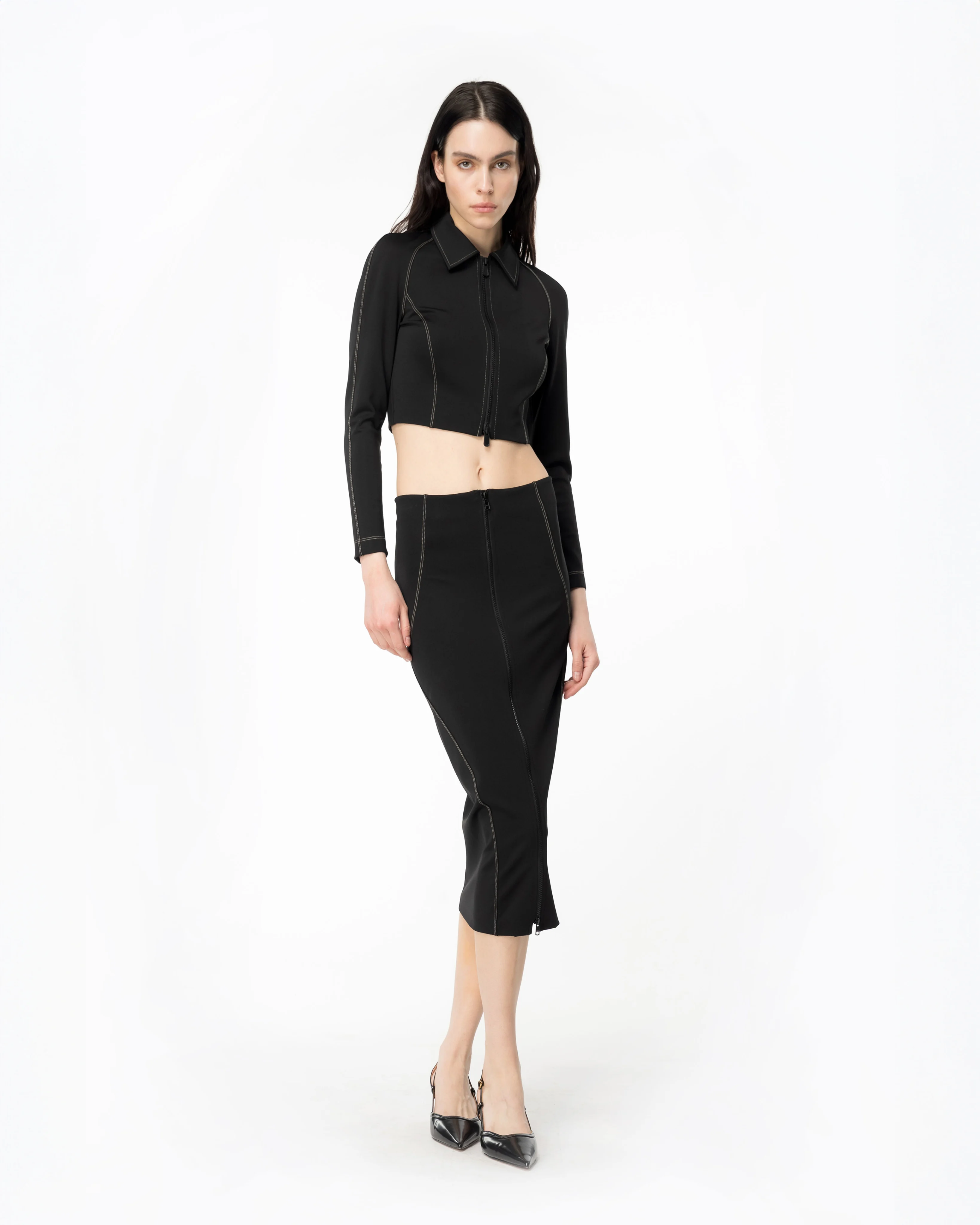 Blouson court effet scuba | Noir